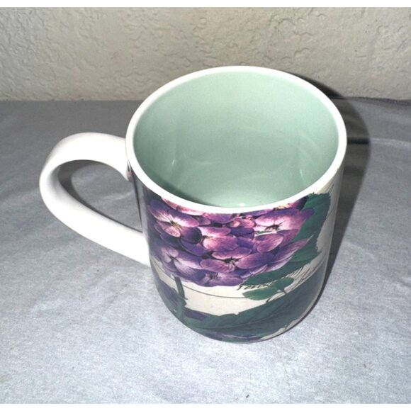 Hydrangea Flower Coffee Mug By Cypress Home 16oz Ceramic Purple & Green Floral D - Picture 4 of 7